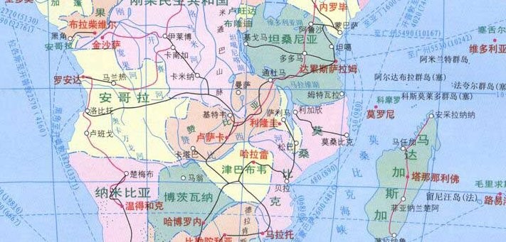 非洲地图中文版全图