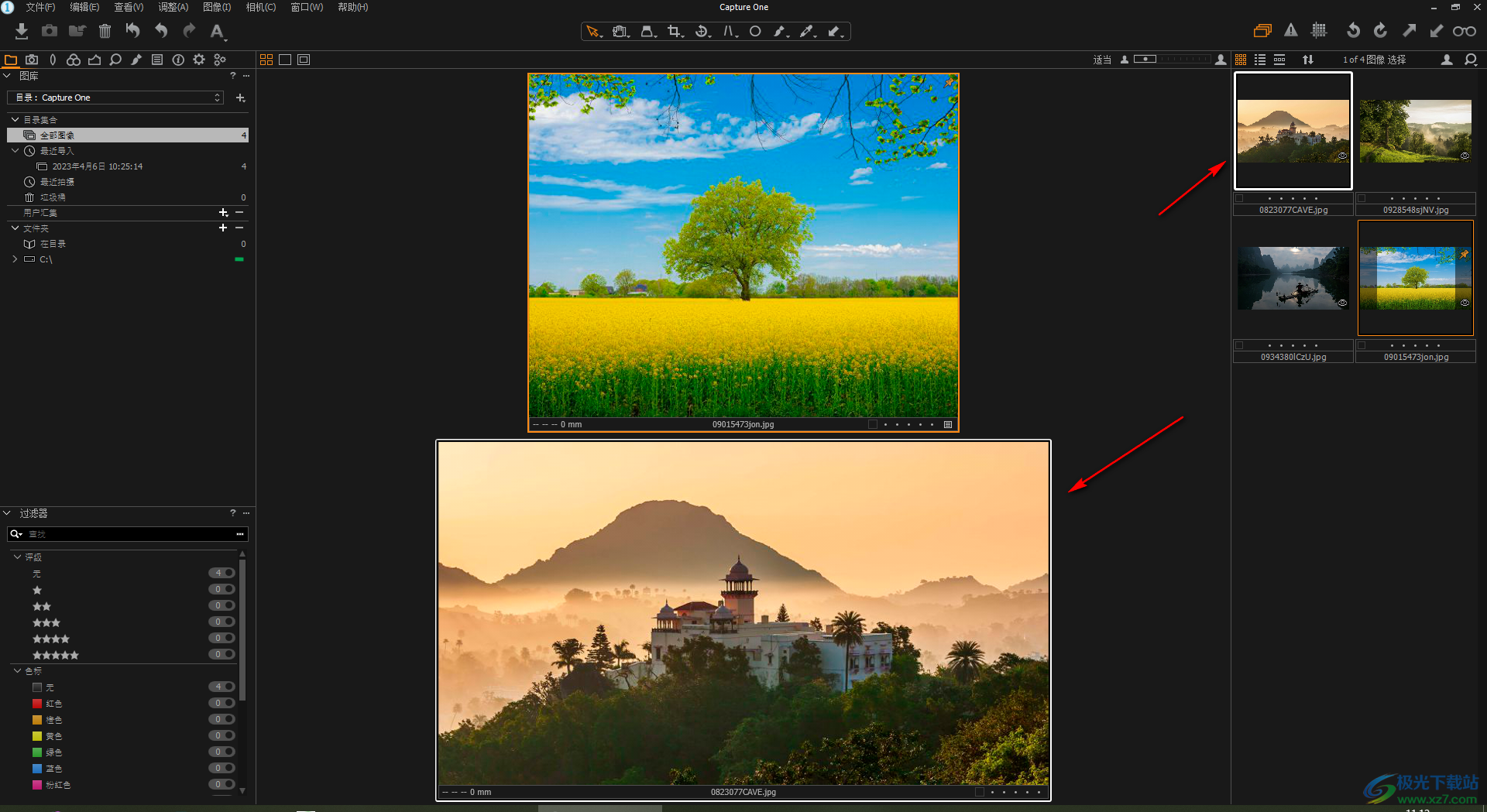 capture one10把两张图片进行对比的方法